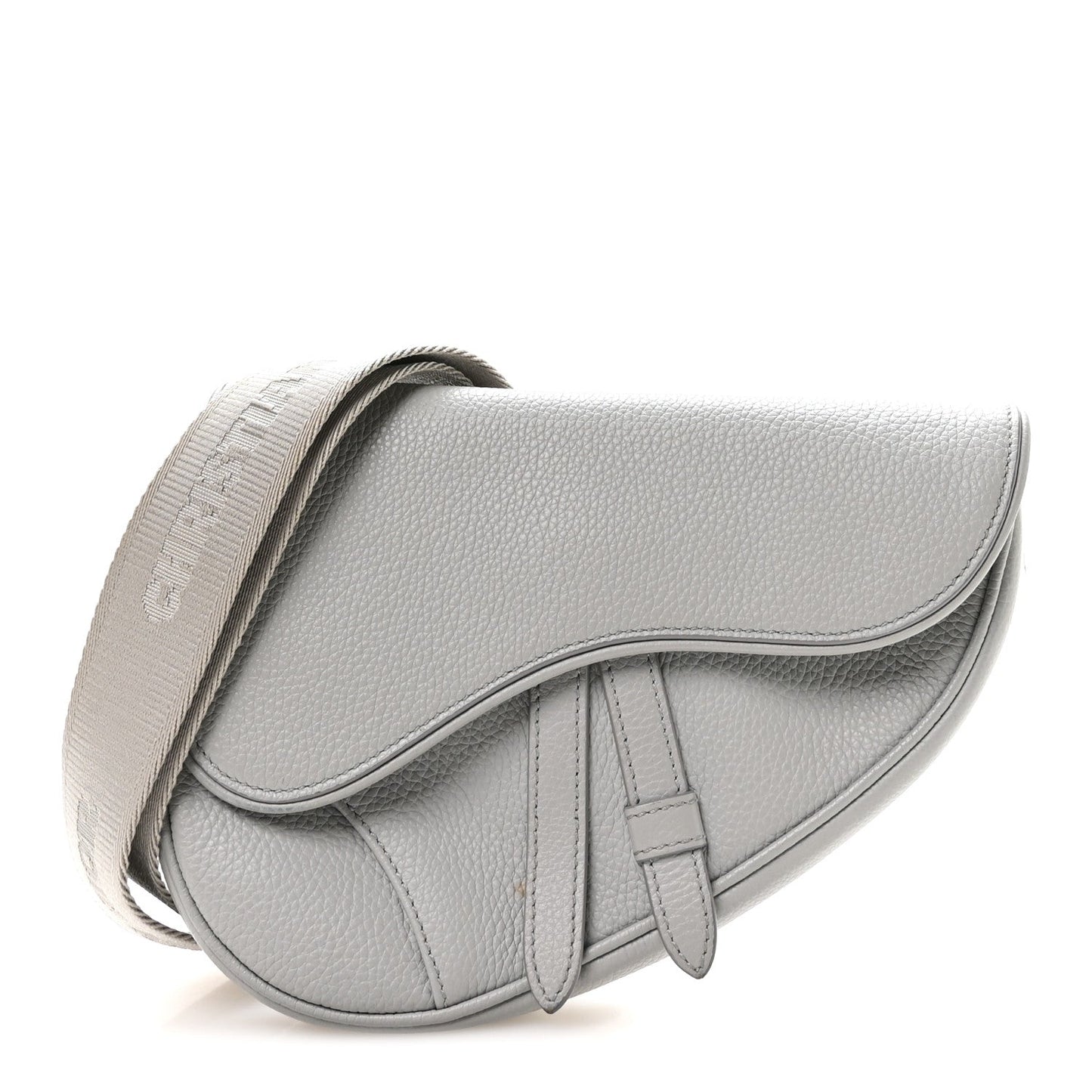Grained Calfskin Mens Mini Saddle Bag Gray