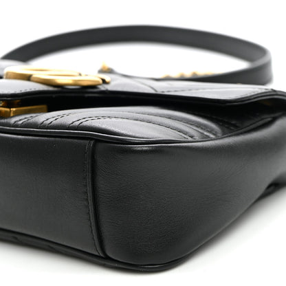 Calfskin Matelasse Mini GG Marmont Shoulder Bag Black