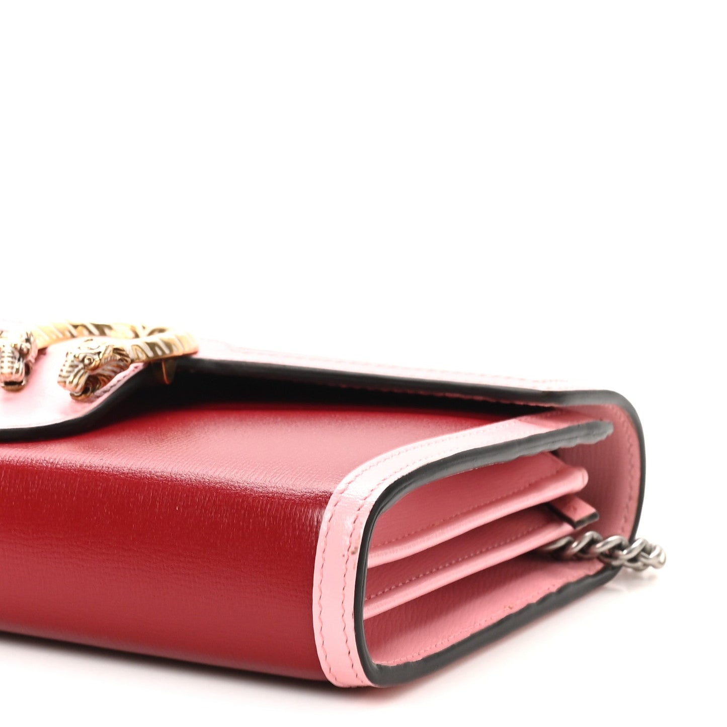 Azalea Calfskin Enamel Mini Dionysus Chain Wallet New Cherry Red Wild Rose Off White
