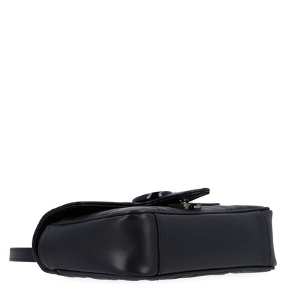 Calfskin Matelasse Monochrome Mini GG Marmont Shoulder Bag Black
