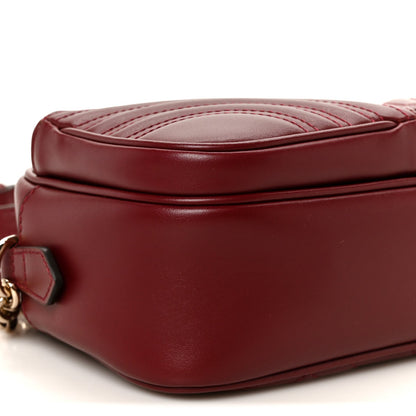 Calfskin Matelasse Small GG Marmont 2.0 Shoulder Bag Rosso Ancora