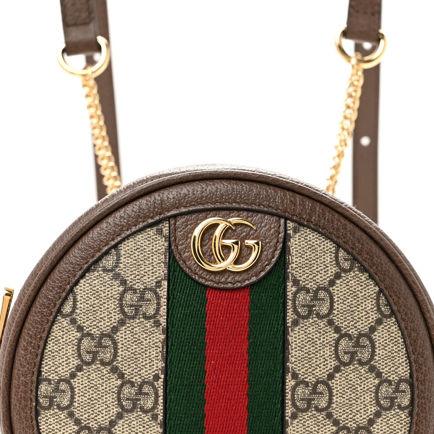 GG Supreme Monogram Web Mini Ophidia Round Backpack Brown