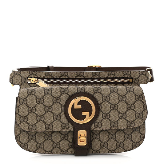 GG Supreme Monogram Textured Dollar Calfskin Blondie Belt Bag Beige Ebony New Acero