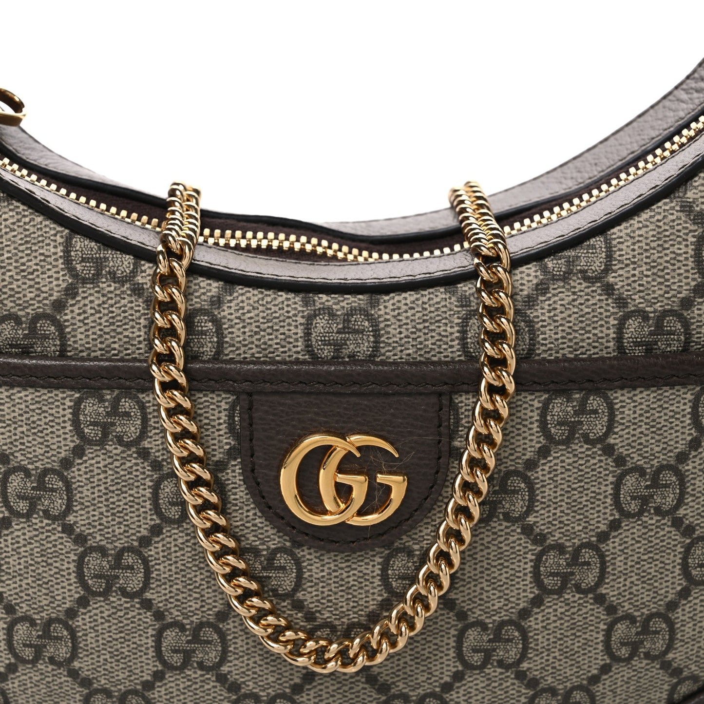 GG Supreme Monogram Textured Dollar Calfskin Small Ophidia Shoulder Bag Beige Ebony New Acero
