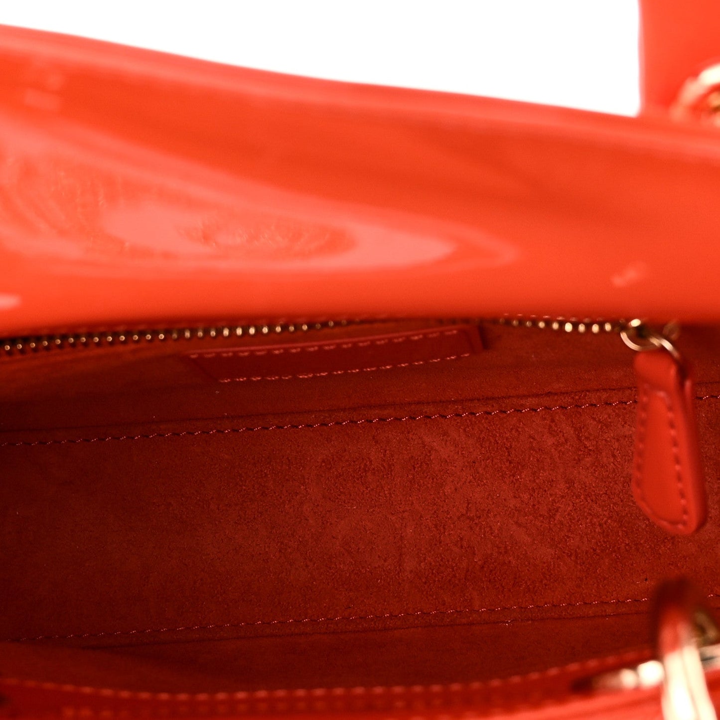 Patent Cannage Mini Lady Dior Orange