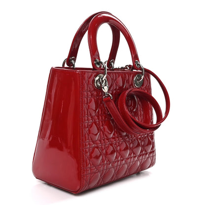 Patent Cannage Medium Lady Dior Burgundy Red