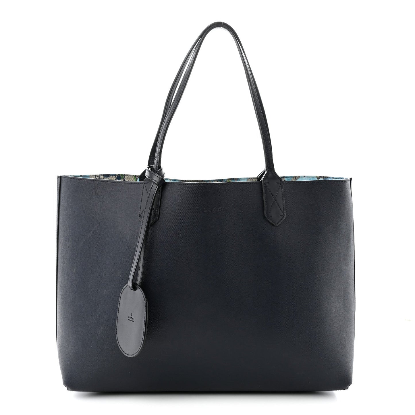 GG Supreme Monogram Blooms Medium Reversible Tote Beige Blue Navy