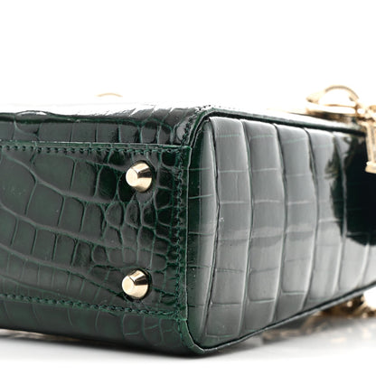 Alligator Crystal Mini Lady Dior Dark Green