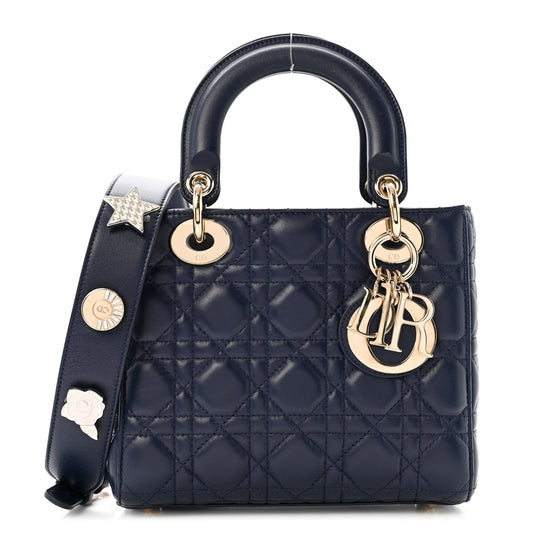 Lambskin Cannage Small Lucky Badges My Lady Dior Navy