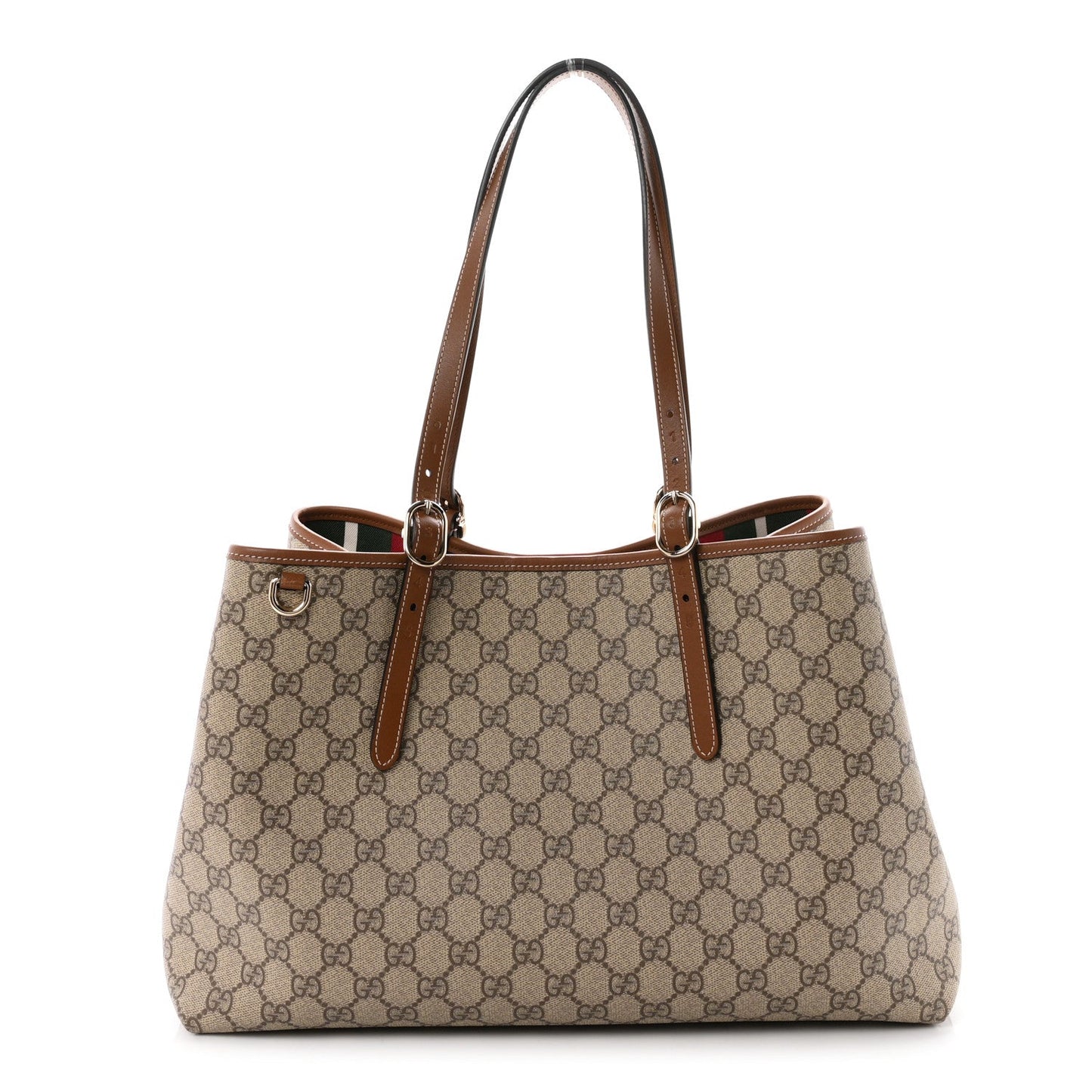 GG Supreme Monogram Emblem Large Tote Bag Beige Dark Brown