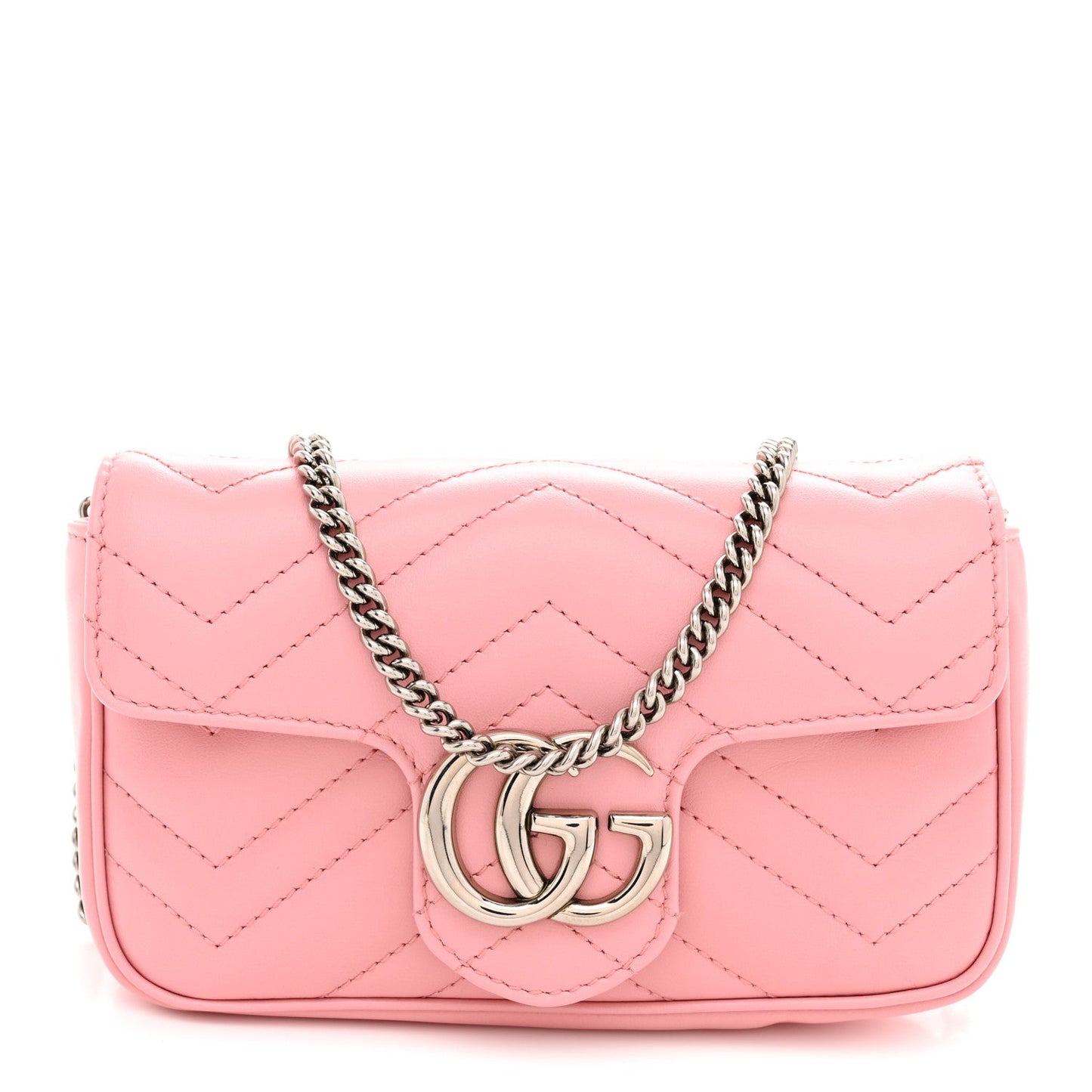 Calfskin Matelasse Super Mini GG Marmont Shoulder Bag Wild Rose Wild Rose