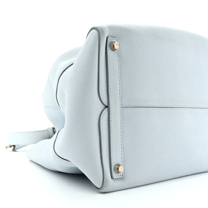 Supple Grained Calfskin Large Open Bar Tote Light Blue