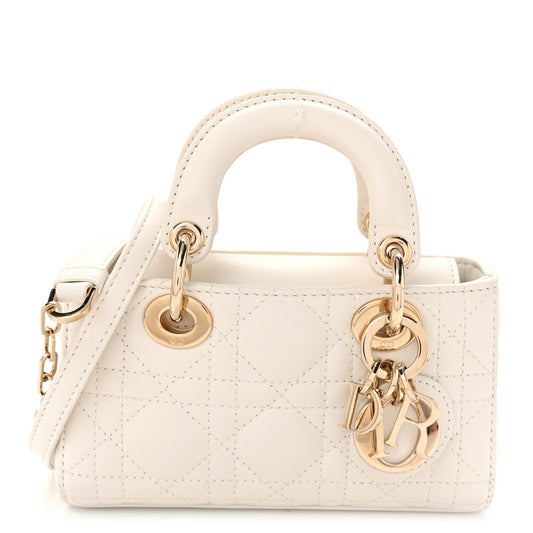 Lambskin Cannage Micro Lady D-Joy Latte