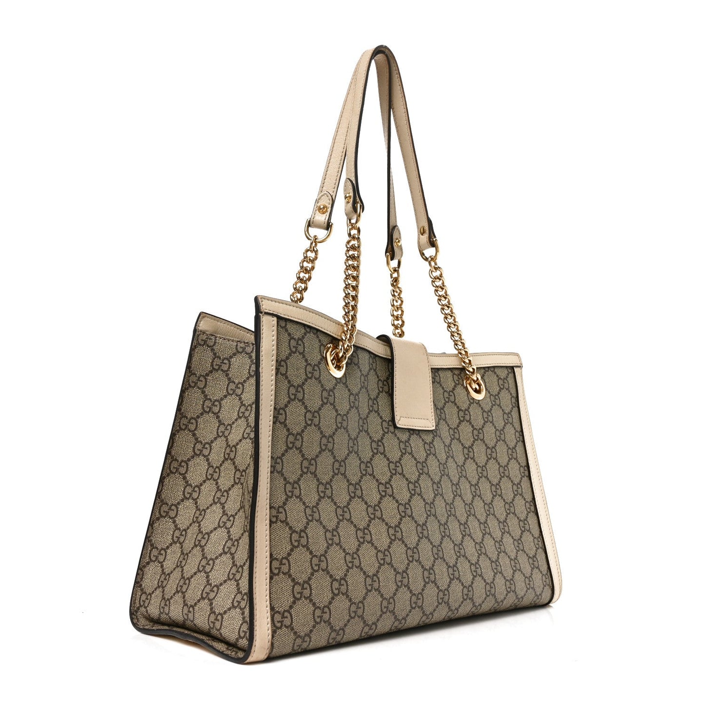 GG Supreme Monogram Medium Padlock Tote White