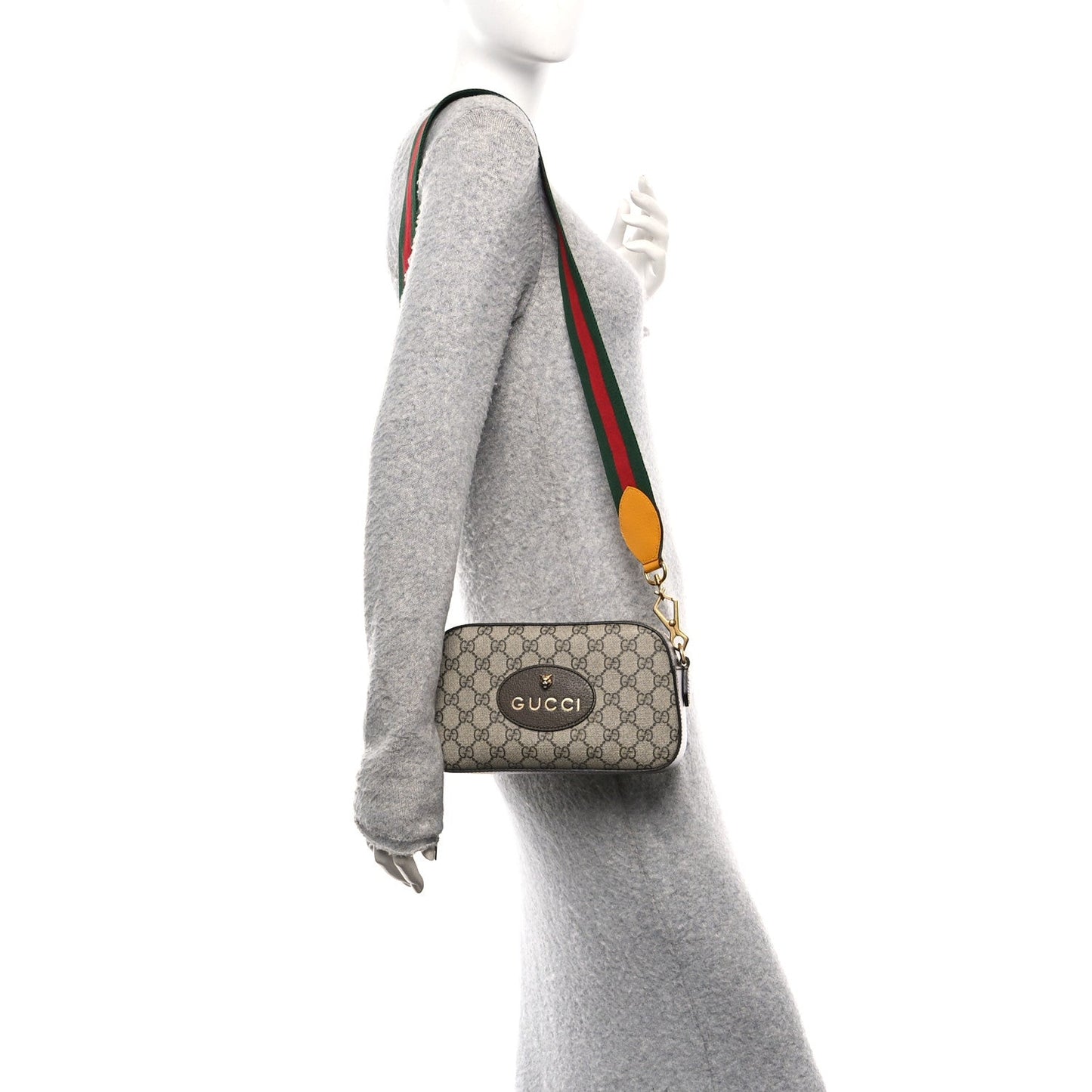GG Supreme Monogram Web Neo Vintage Shoulder Bag Beige New Acero Crop