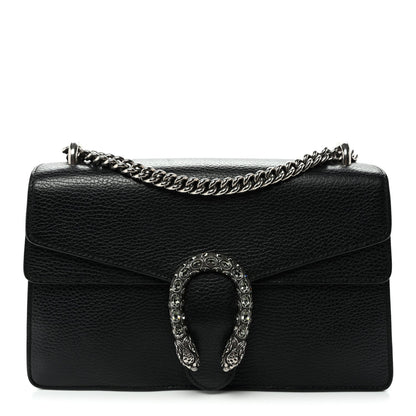 Pebbled Calfskin Small Dionysus Shoulder Bag Black