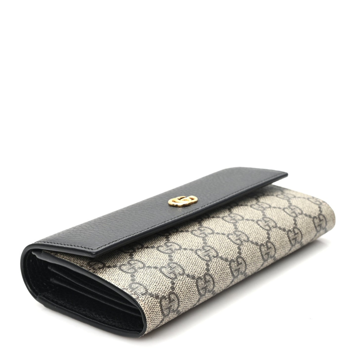 Dollar Calfskin GG Supreme Monogram Petite GG Marmont Wallet Chain Bag Black Beige Ebony