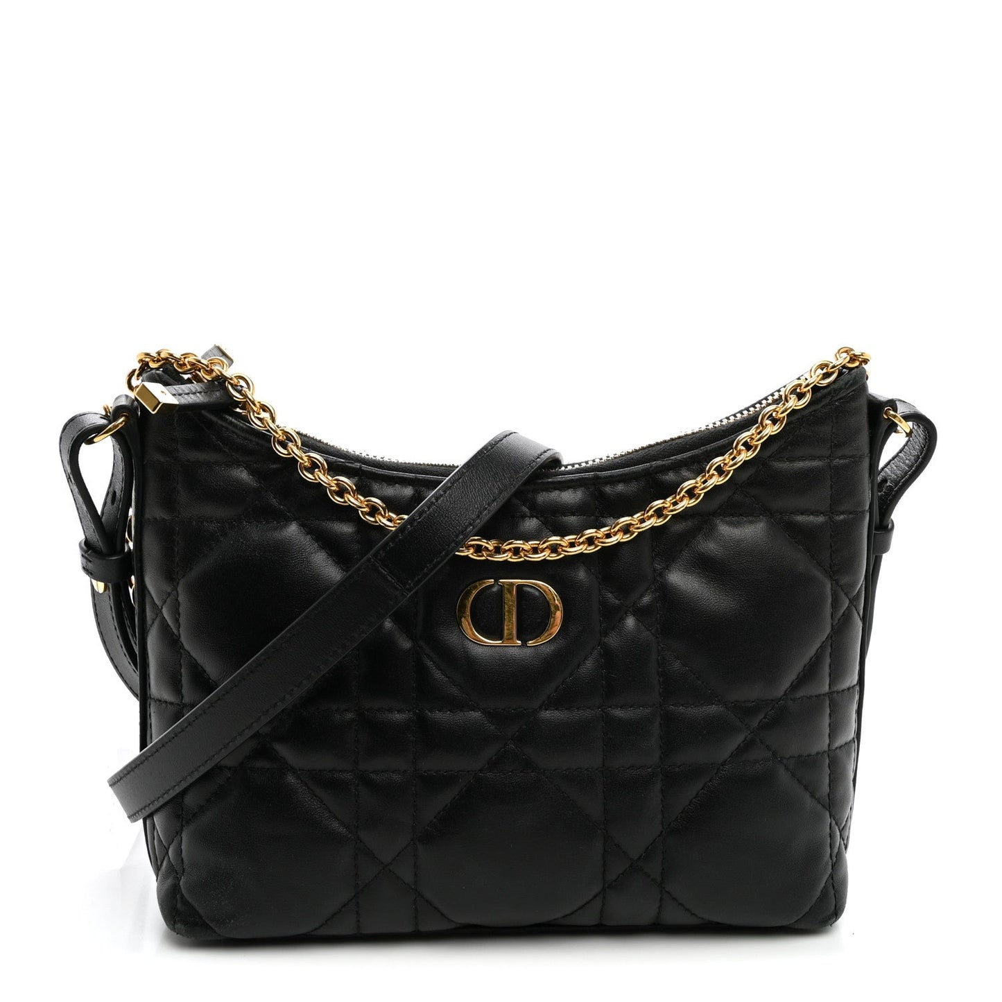 Calfskin Macrocannage Miss Caro Diorling Mini Bag with Chain Black