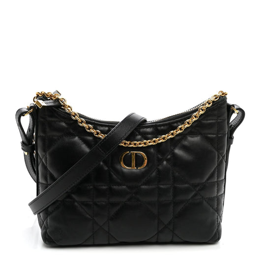Calfskin Macrocannage Miss Caro Diorling Mini Bag with Chain Black