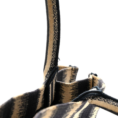 Canvas Embroidered Large Striped Book Tote Navy