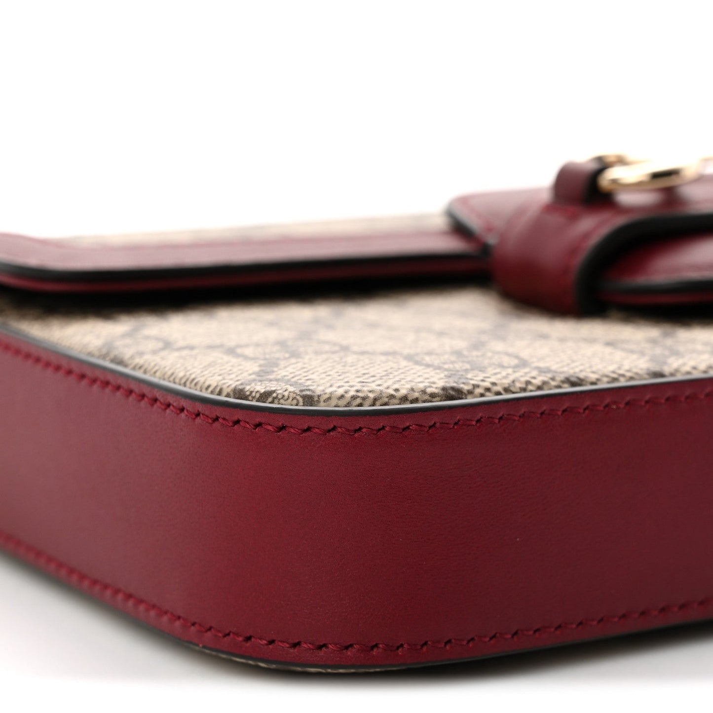 GG Supreme Monogram Azalea Calfskin Horsebit 1955 Mini Bag Beige Ebony Rosso Ancora