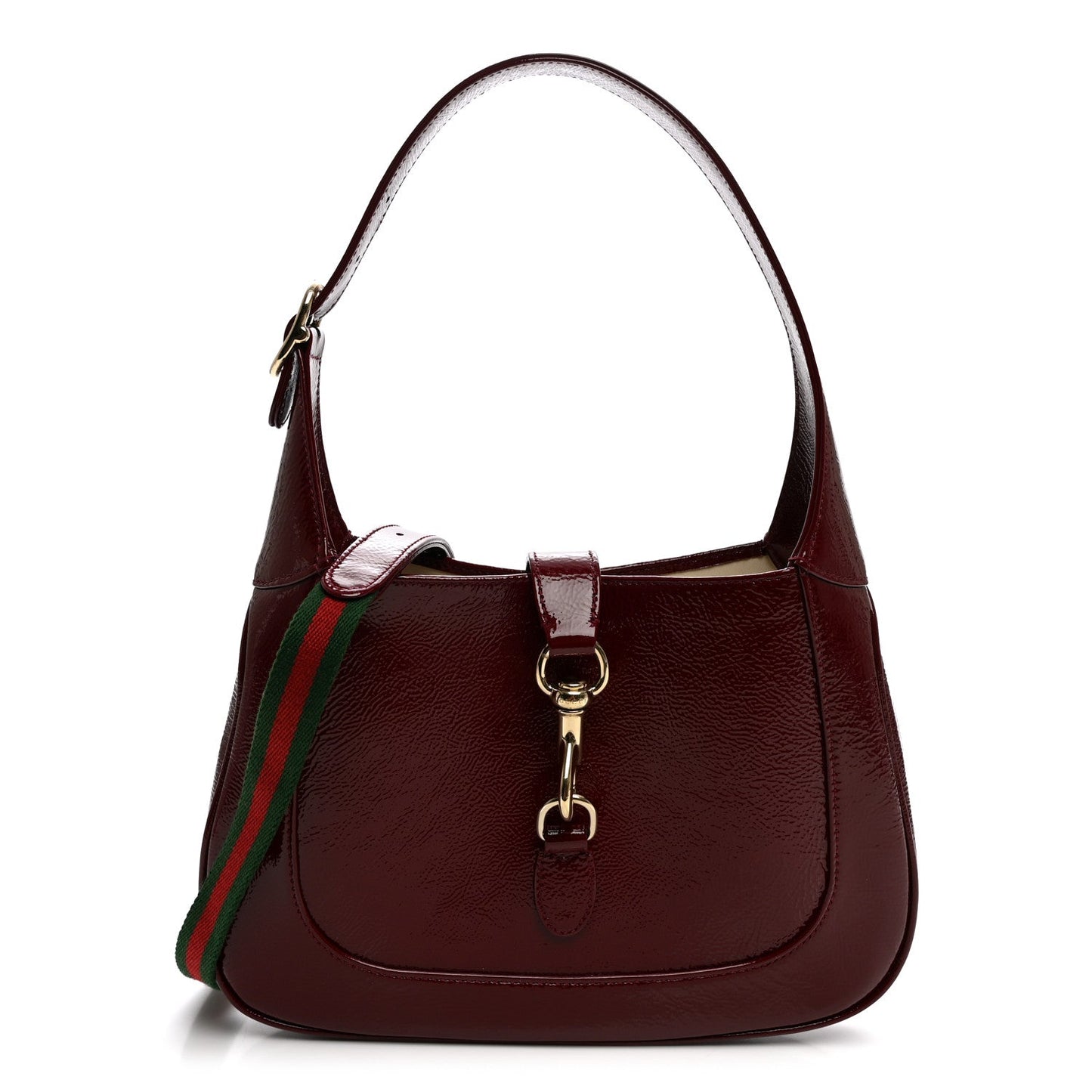 Patent Calfskin Small Jackie Shoulder Bag Rosso