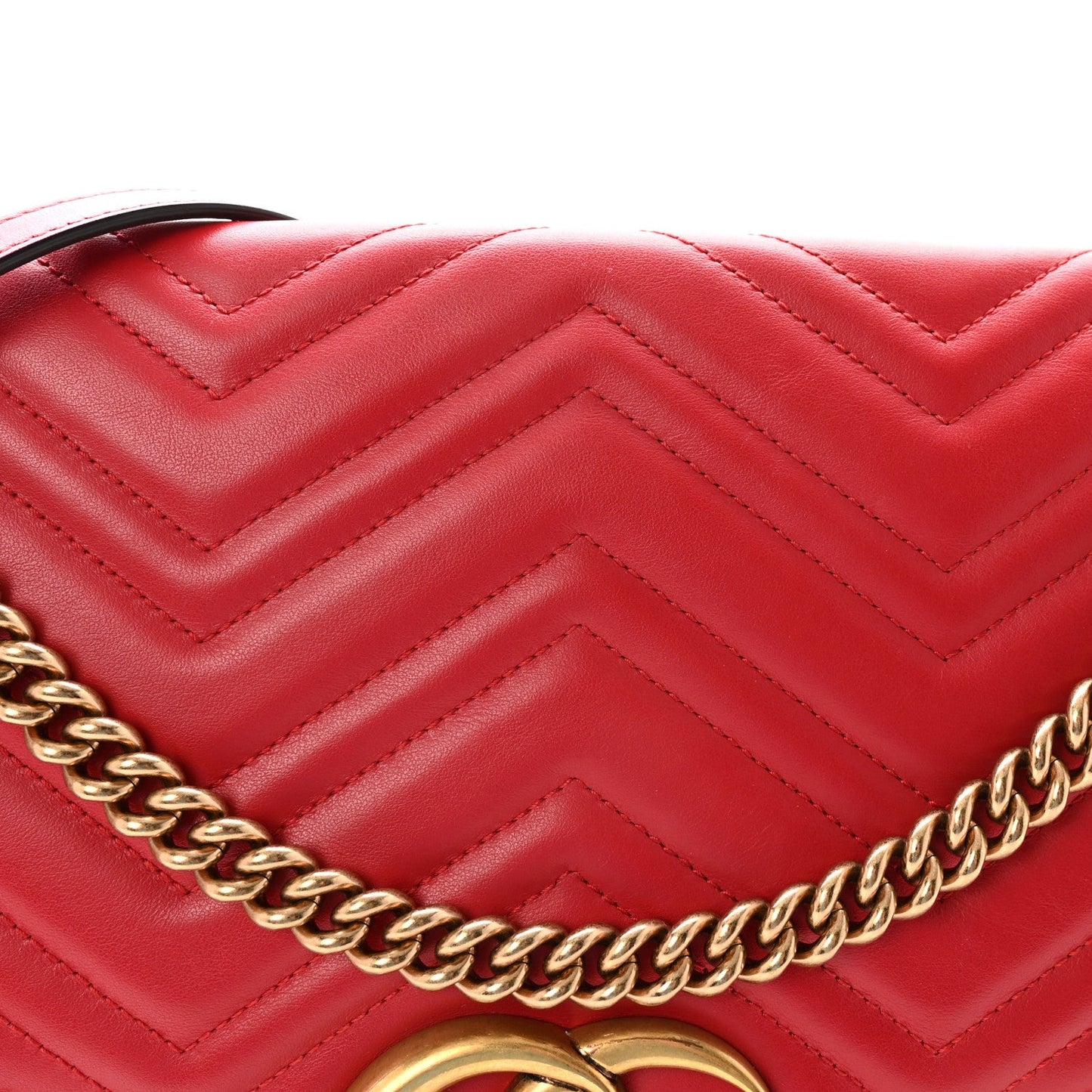Calfskin Matelasse Large GG Marmont Shoulder Bag Hibiscus Red