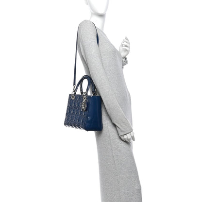 Patent Cannage Medium Lady Dior Blue