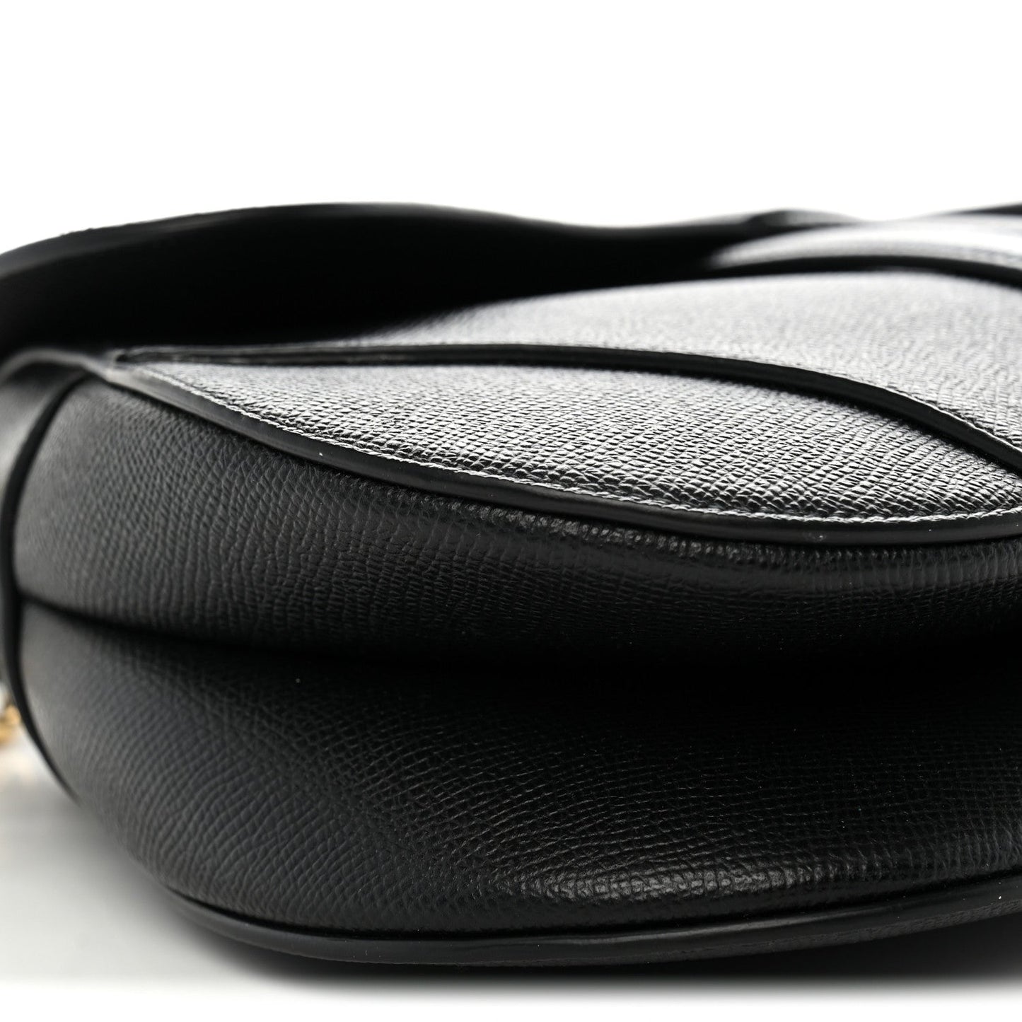 Grained Calfskin Saddle Bag With Strap Black