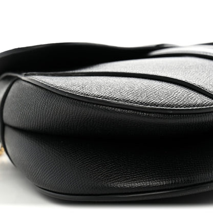 Grained Calfskin Saddle Bag With Strap Black