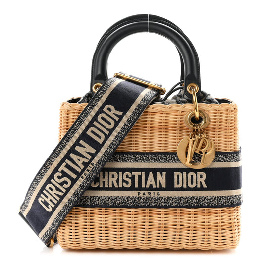 Wicker Oblique Medium Lady Dior Bag Blue