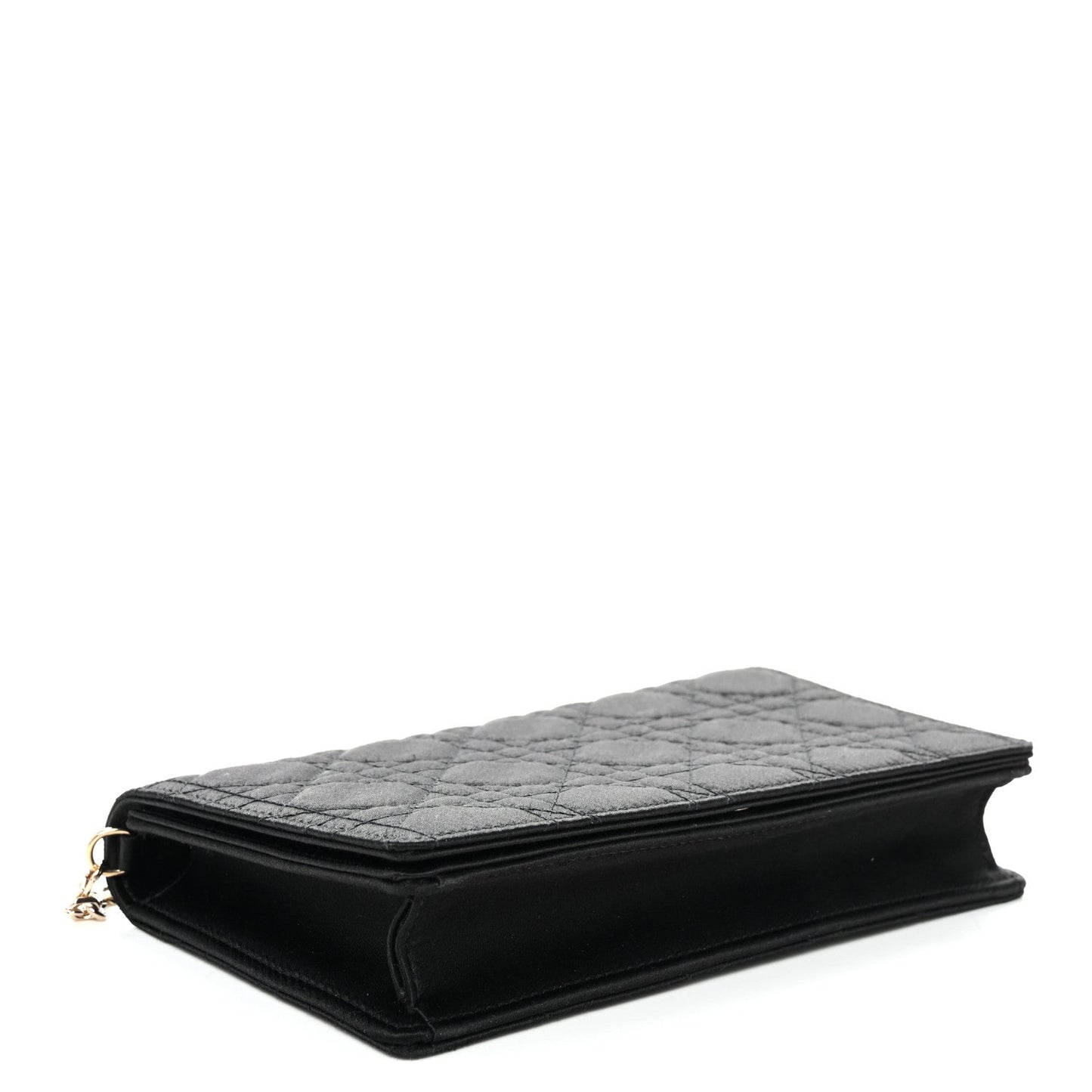 Satin Cannage Lady Dior Convertible Clutch Black