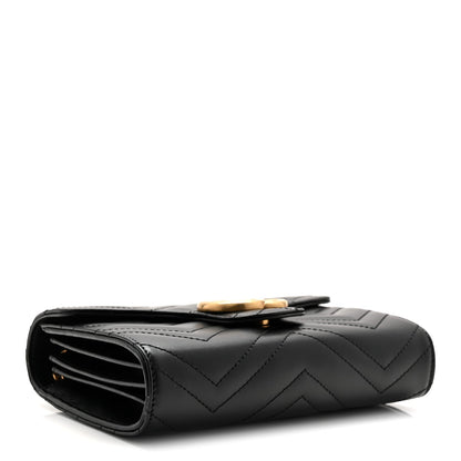 Calfskin Matelasse GG Marmont Chain Wallet Black