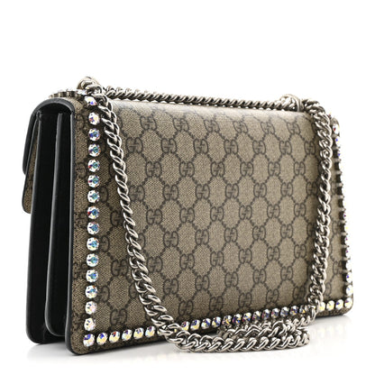 GG Supreme Monogram Crystal Small Dionysus Shoulder Bag Black