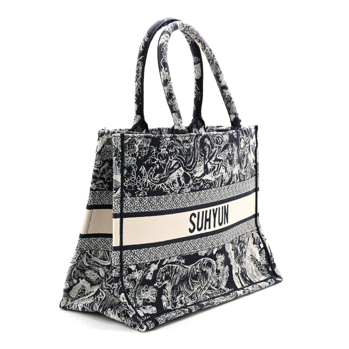 Canvas Embroidered Medium Dioriviera Toile De Jouy Book Tote Blue