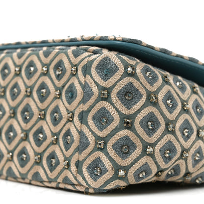 Calfskin Strass Embroidered Small Caro Bag Blue