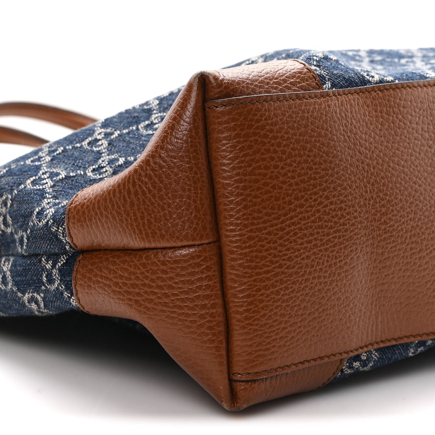 New Denim GG Monogram Medium Ophidia Shopping Tote Blue Tea Cuir