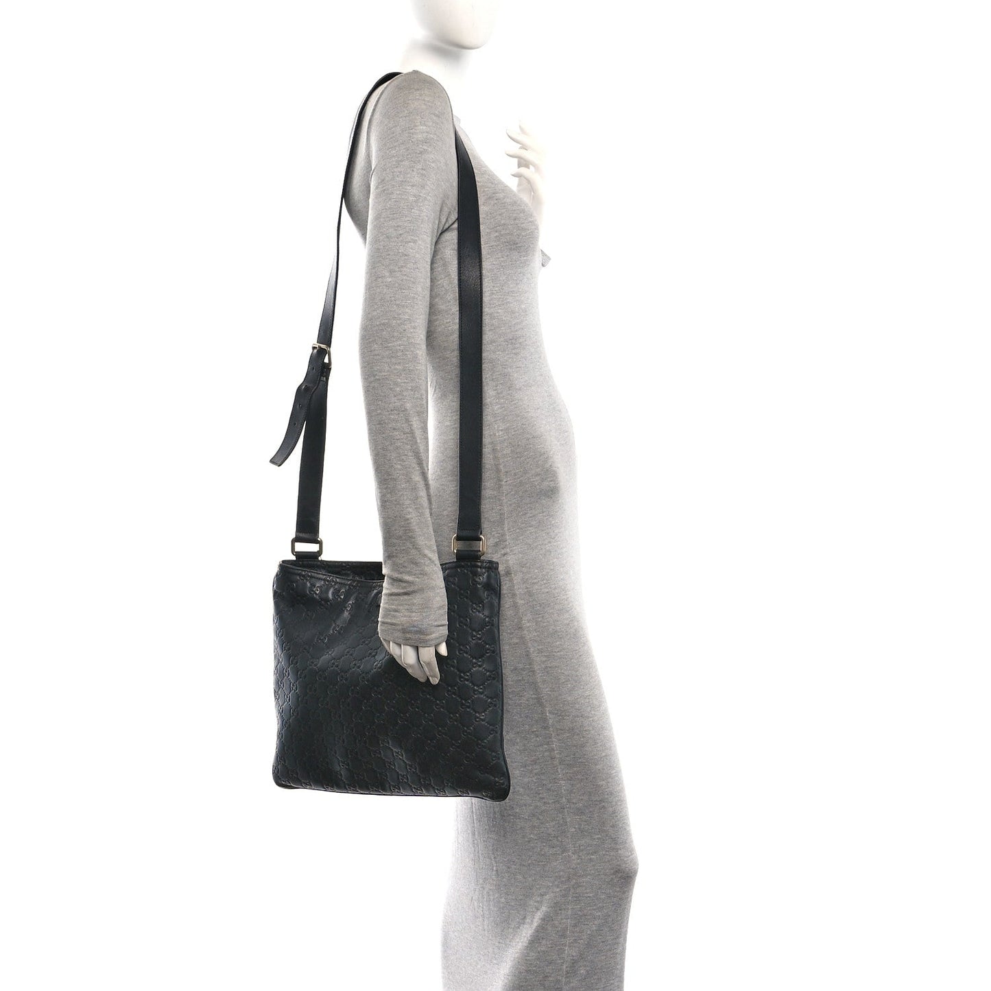 Guccissima Medium Flat Messenger Bag Black
