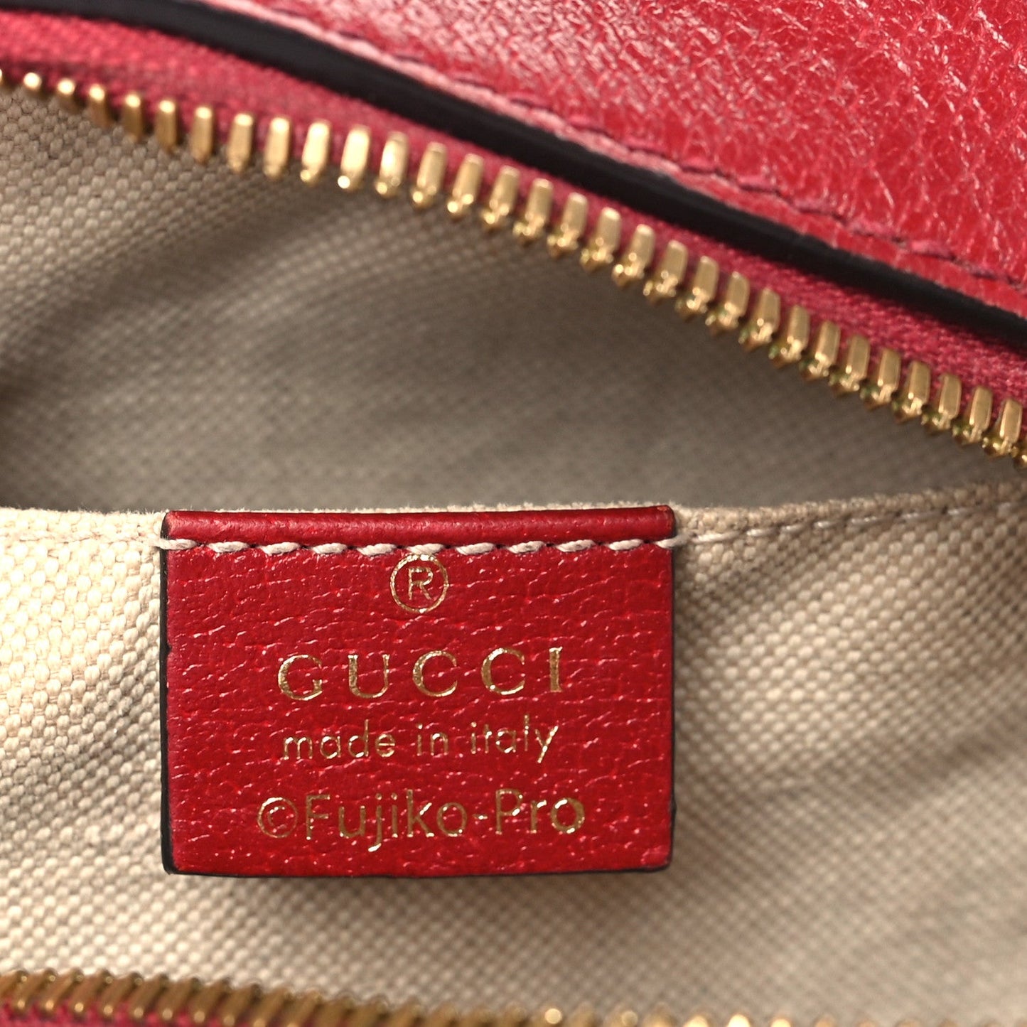 X DORAEMON Mini Vintage GG Supreme Monogram Shoulder Bag Beige Cherry Red
