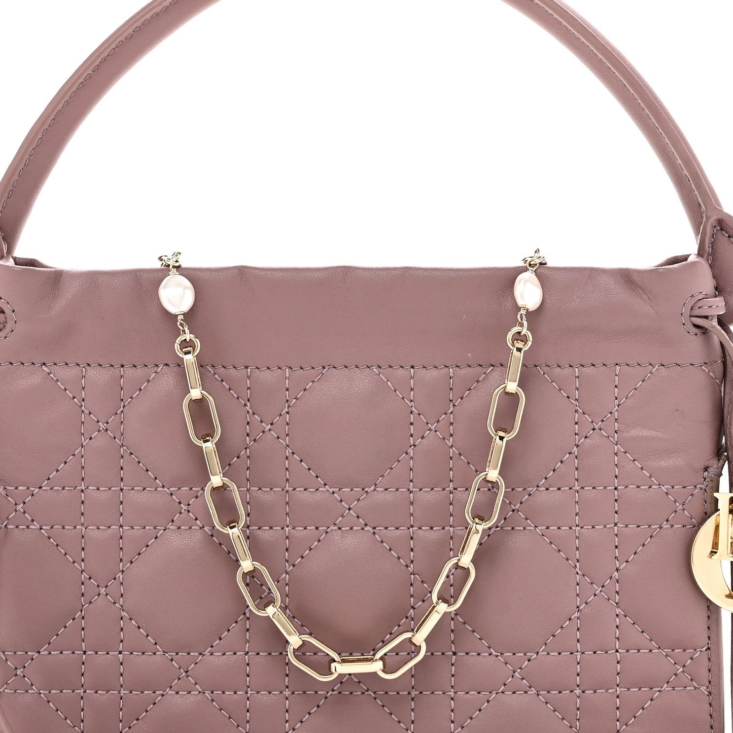 Lambskin Cannage Milly Mini Drawstring Bag Pink Peony