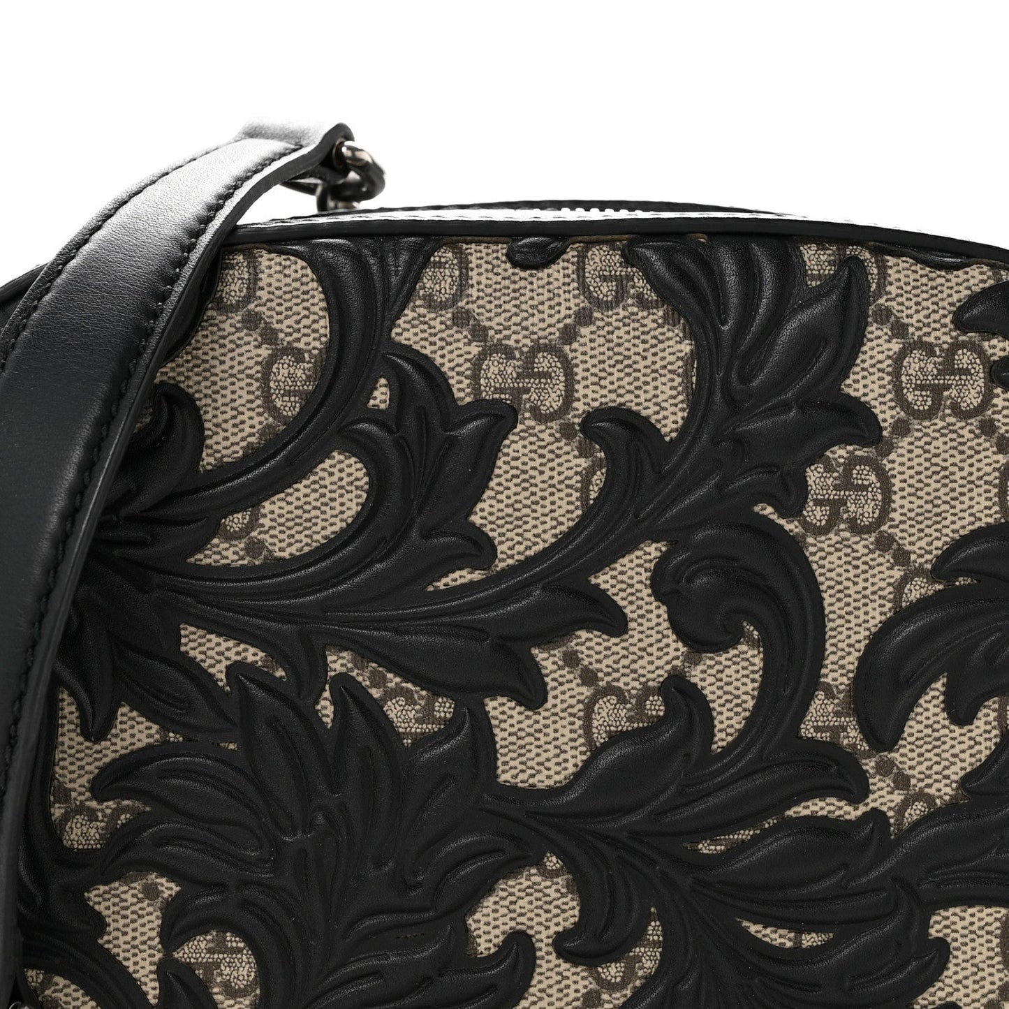 GG Supreme Monogram Arabesque Mini Chain Shoulder Bag Beige Black