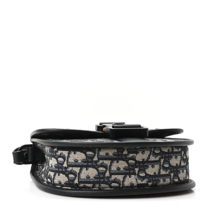 Oblique Grained Calfskin Mini Gallop Bag With Strap Black Beige