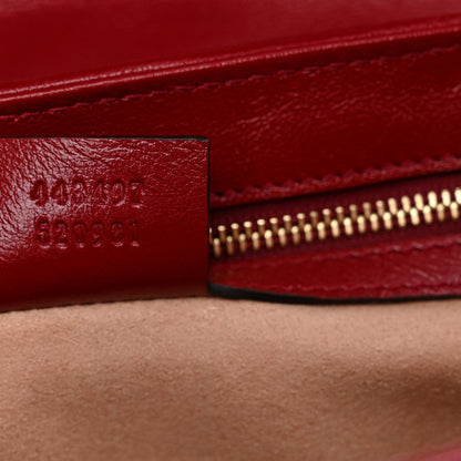Monogram Azalea Calfskin Matelasse Diagonal Small GG Marmont Shoulder Bag Beige Ebony New Cherry Red