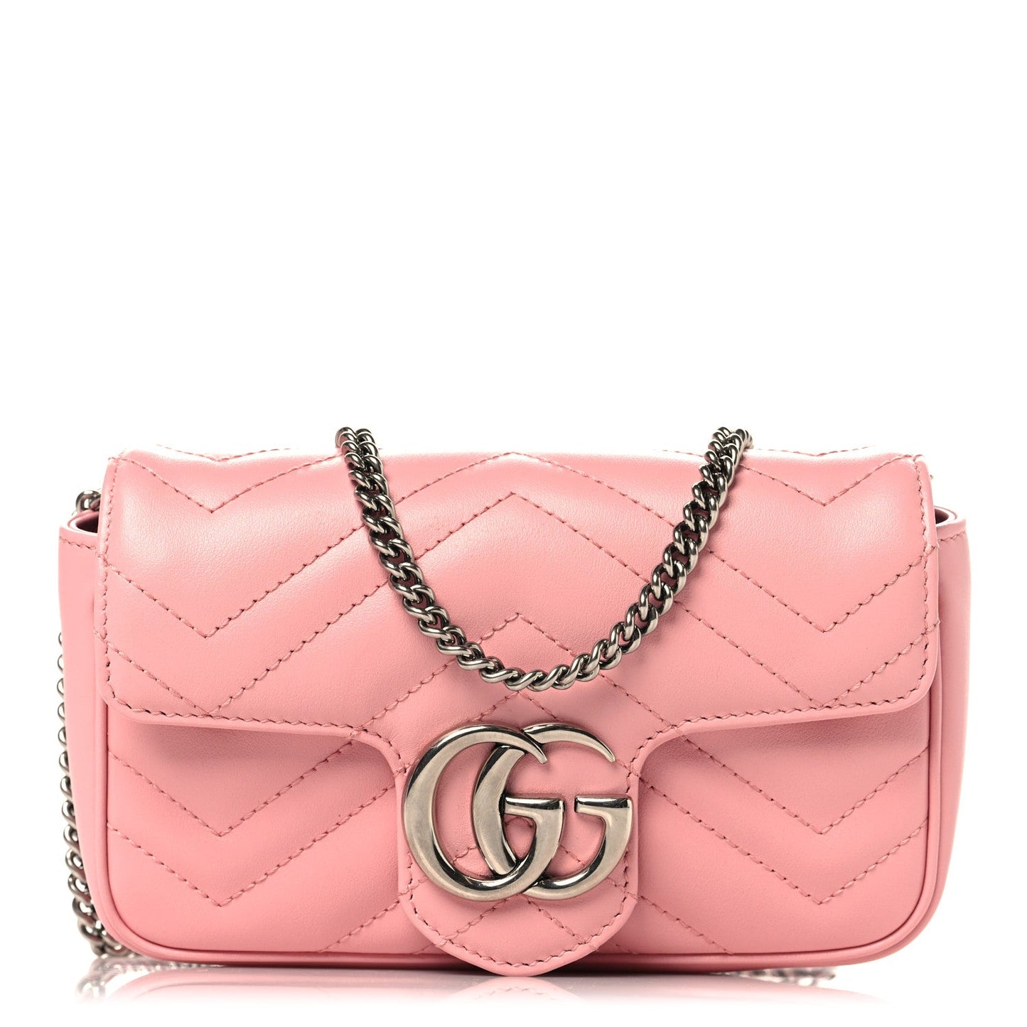 Calfskin Matelasse Super Mini GG Marmont Shoulder Bag Wild Rose