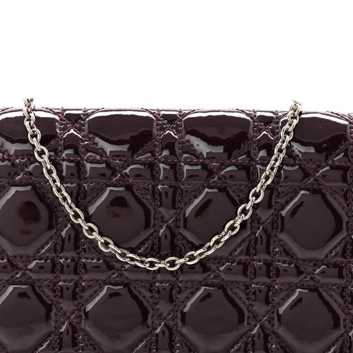 Patent Cannage Lady Dior Chain Wallet Purple
