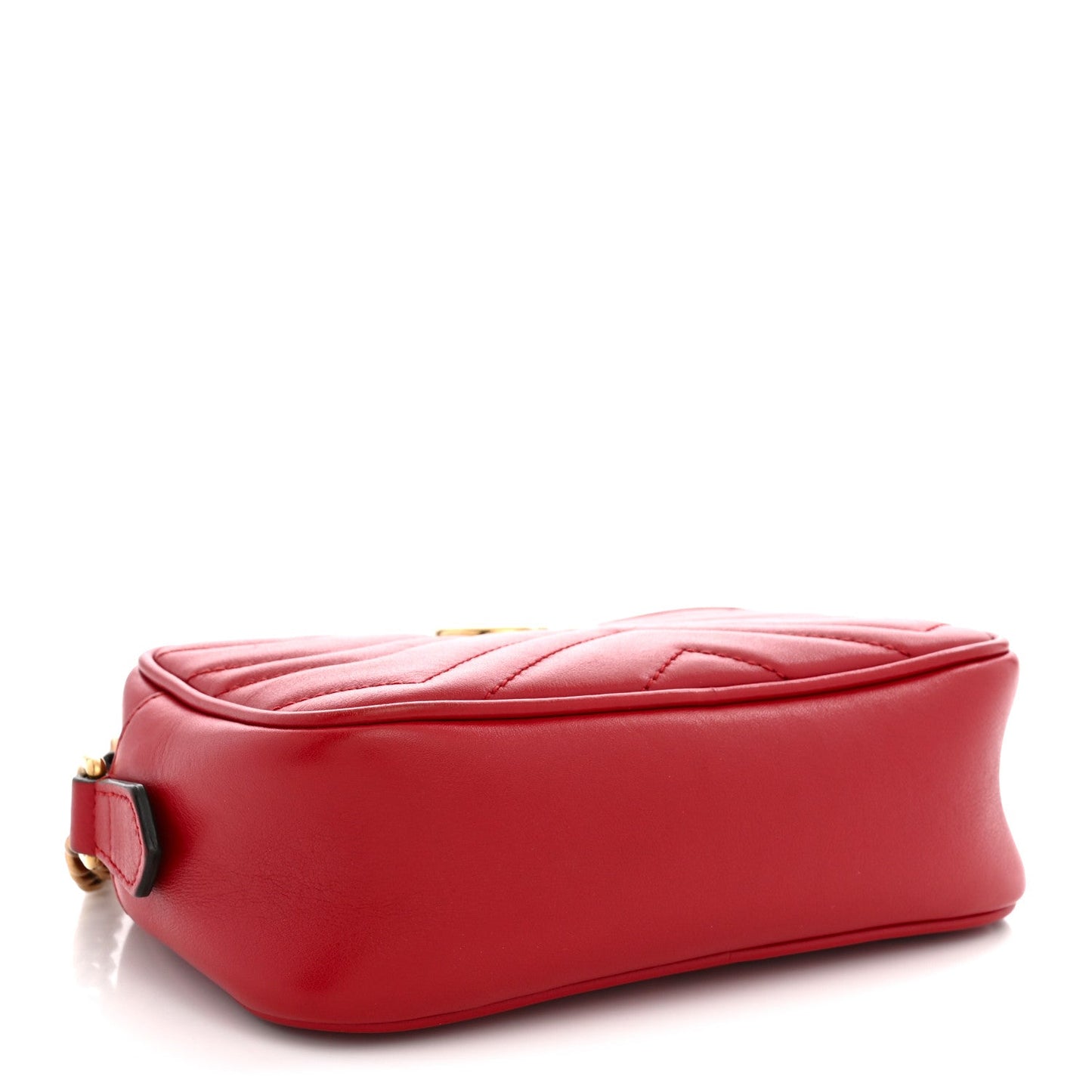 Calfskin Matelasse Mini GG Marmont Chain Shoulder Bag Hibiscus Red