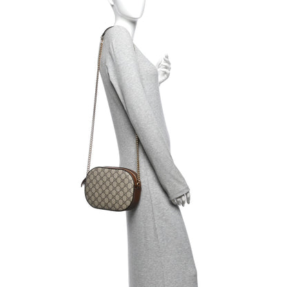 GG Supreme Monogram Cuoio Toscano Mini Chain Shoulder Bag Beige Ebony Cuir
