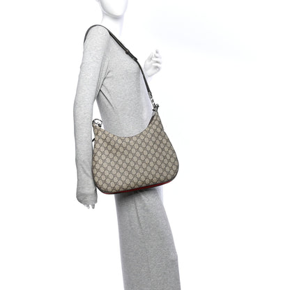 GG Supreme Monogram Textured Calfskin Web Large Attache Shoulder Bag Beige Ebony New Acero