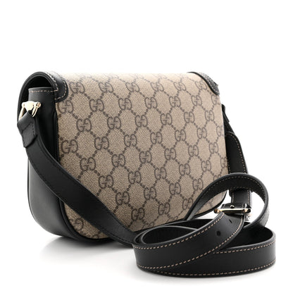GG Supreme Monogram Horsebit 1955 Soft Small Shoulder Bag Beige Black