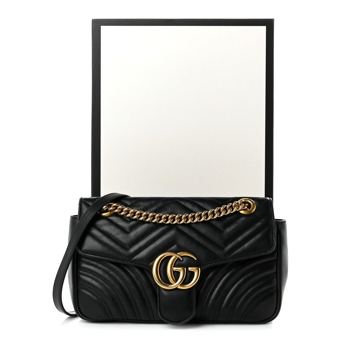 Calfskin Matelasse Small GG Marmont Shoulder Bag Black